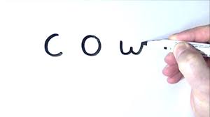 Some students suggest elephant or dinosaur. How To Turn Words Cow Into A Cartoon Art On Whiteboard For Kids Youtube