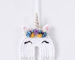 Fox Bee Fibre Art By Foxnbeeboutique On Etsy Macrame Unicorn Rainbow Handmade Nursery Decor Wall Hangi In 2020 Macrame Patterns Macrame Projects Macrame Design