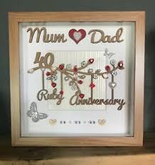 The 40th wedding anniversary is known as the ruby anniversary and, as the name suggests, traditional gifts included rubies. Personalised Handmade 40th Ruby Wedding Anniversary Gift 3d Box Frame Mum Dad Ebay