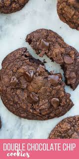 These Double Chocolate Chip Cookies Are Made With Melted Chocolate Which Ma Double Chocolate Chip Cookies Double Chocolate Chip Cookie Recipe Chocolate Cookies