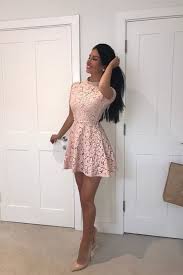 Pinterest Luxurylife004 Pink Lace Shorts Mini Dress Party Prom Dresses Short