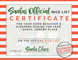 1 день назад · free printable santas nice list certificate the perfect way to let your little one know they're on the the nice list with this free printable certificate. Santas Official Nice List Certificate Free Printable Nice List Certificate Nice List Certificate Free Printable Santas Nice List
