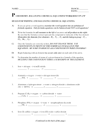 Answers to practice problems 1. Splendi Writing And Balancingmical Equations Worksheet Doc Samsfriedchickenanddonuts