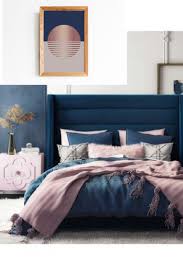 Geometric Circle Art Abstract Wall Art Navy Blue Rose Gold Etsy In 2020 Rose Gold Bedroom Rose Gold Wall Art Trending Decor