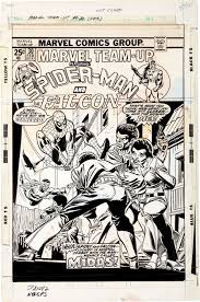 Black And White Comic Book Wall Art Marvel Team Up 30 Cover By Gil Kane Comic Book Artists Comic Book Pages Comic Book Artwork