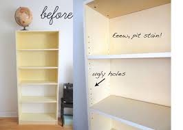 I Used A Spackle Tool And Polyfilla To Cover Up The Holes In The Cabinets Billy Bookcase Bookcase Diy Painting