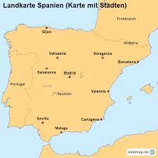 Trotz milder temperaturen gibt es unterschiede je nach jahreszeit und gegend. Stepmap Landkarte Spanien Karte Mit Stadten Landkarte Fur Spanien