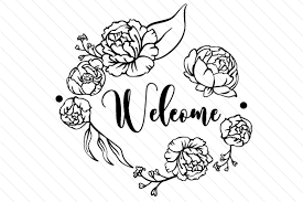Download Welcome With Flowers Svg Cut File By Creative Fabrica Crafts Creative Fabrica PSD Mockup Templates