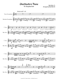 Ghostbusters Theme Saxophone Duet Video With Recording Jazz Sheet Music Blues Piano Saxophone Sheet Music