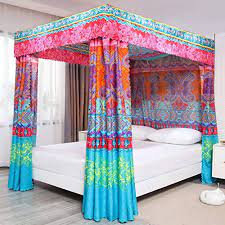 The ultimate canopy bed guide and hints to design the bedroom of your dreams from our favorite interior designers. Buy Pangzi Bohemian 4 Corner Post Bed Curtain Canopy Bed Curtain Drapes For Adults Girls Queen Red Online In Indonesia B08gq581gh
