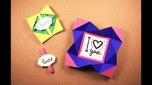 Because these designs start with a sheet of paper if you want to make a colored card, print the design out on white printer paper first, then tape it to how much you cut off depends on the design itself and how much is being interlocked. Origami Love Card Pop Up Cards Diy Projects Youtube