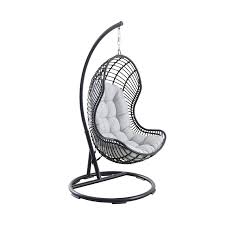 Allen Roth Black Wicker Metal Hanging Rocking Chair S With Gray Cushioned Seat Lowes Com Grey Cushions Hanging Egg Chair Patio Furniture For Sale