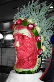Indian Chief Watermelon Watermelon Carving Food Sculpture Fruit Carving