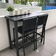 The square tabletop is made from engineered wood with imitation. Outdoor Bar Table And Chairs Set Furniture Home Living Furniture Tables Sets On Carousell