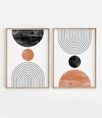 Wall Art Modern Black And White Prints Mid Century Modern Wall Art Print Set Of 2 Neutral Abstract Etsy In 2020 Art Print Set Minimal Wall Art Mid Century Modern Walls