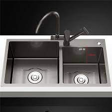 Black Stainless Steel Kitchen Sink Double Bowl Thicken Nano Handmade Washing Sink Stainless Steel Kitchen Sink Black Stainless Steel Kitchen Stainless Steel Sinks
