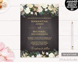 Chalkboard And Cream Wedding Invitation Printable Floral Wedding Invitation White Fl Wedding Invitations Floral Wedding Invitations Cream Wedding Invitations