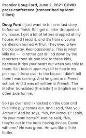 Doug ford's fall pandemic plan: Matt Elliott On Twitter Here S My Transcription Of Premier Doug Ford S Arthur Anecdote At The End Of His Schools Are Closed Press Conference This Afternoon Like A Little Butler Https T Co Mg6lydn0ds Https T Co Lskhpwaifm