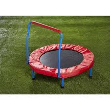 Stats Kids Trampoline With Safety Handle Given The Weight Limit Might Be A Gift For Mom Too Kids Trampoline Outdoor Games For Kids Trampoline