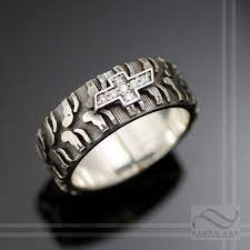 Mens Chevy Tire Tread Ring With Diamond Sterling Silver In 2021 Tire Tread Ring Wedding Rings Sterling Silver Rings