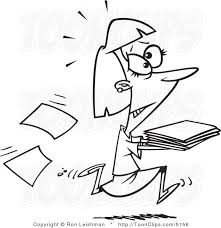 Cartoon Black And White Line Drawing Of A Business Woman Running Black And White Lines Business Women Running Women