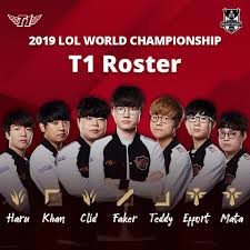 In february 2019, the sk telecom t1 organization announced that it was rebranding to t1. T1 Lol On Twitter Here S Our Official Roster For Worlds2019 Top Khan Jg Clid Haru Mid Faker Adc Teddy Sup Effort Mata T1 T1win Lck Lckwin Https T Co Dn0kpeimsr