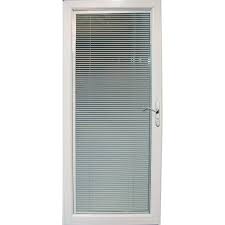 Seasonal ventilation with an interchangeable full screen1. Shop Pella Venetian White Full View Tempered Glass Aluminum Blinds Between The Glass Storm Door Aluminum Storm Doors Aluminum Blinds Exterior Doors With Glass
