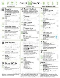 Shake Shack Shake Shack Shake Shack Menu Shakes