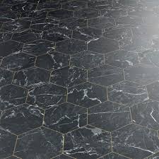 Hexagon pvc flooring luxury vinyl 3mm thickness. Marble Hex Black Sheet Vinyl Flooring Top Quaity Great Value