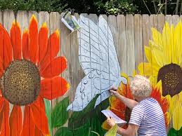Are you looking for backyard or front yard fence designs and ideas? Sunflower Fence Mural Painting By Sewist