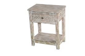 Antique Indian Handmade Distressed White Bedside Table With A Drawer In 2020 White Bedside Table Distressed White Indian Furniture