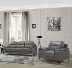 Topline Home Furnishings Dark Grey Leather Sofa Chair Set Dark Grey Leather Sofa Decor Grey Leather Sofa Leather Sofa