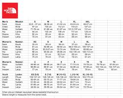 57 Credible The North Face Womens Size Chart