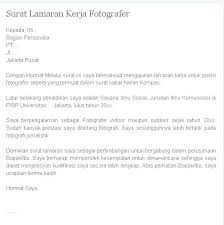 Surat Lamaran Kerja Fotografer Fotografer Surat Fotografi