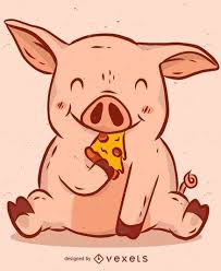 Cute Pig Eating Pizza Design Illustration Cute Illustration Illustration Design