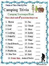 I like to camp but desired more conveniences than can be found in a tent (such as a stove and refrigerator). Our Camping Trivia Game Includes Charades And A Scavenger Hunt