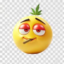 Free: Yellow emoji face with red eyes and marijuana leaf, modern iOS style  - nohat.cc