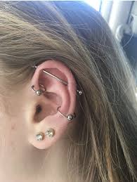 Industrial Forward Helix And Conch Freshly Pierced Ear Jewelry Earings Piercings Black And White Earrings O piercing na orelha faz parte do visual de homens e mulheres em todo o mundo sinónimo de personalidade e. industrial forward helix and conch