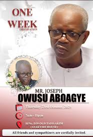 Funeral Announcement for Mr. Ofosu Hene, Daa Joe