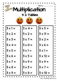 A Quick Activity Sheet For Practicing The 3 Times Tables Great For Students Just Learning Their Halloween Teaching Printable Teaching Resources Halloween Math