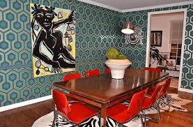 Maybe you would like to learn more about one of these? Retro Geometric Style Dining Room Wallpaper Decor Ideas Green David Hicks Hexagon 900x591 Wallpaper Teahub Io