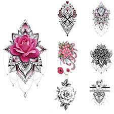 Check spelling or type a new query. Amazon Com Glaryyears 15 Sheets Henna Flower Temporary Tattoos For Women Mandala Rose Fake Tattoo Stickers Waterproof On Wrist Arm Shoulder Underboob Body Art 4 7 X7 5 Beauty