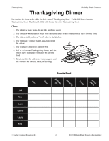 It was an odd holiday, yessiree. Thanksgiving Dinner Printable Math Activity Grades 3 4 5 Teachervision