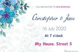 Here are a few places in the you could also say something about how the wedding made you feel, like, your wedding successfully made me sob like a baby! or i'm so glad i. Make Wedding Invitation Card With Blue Flowers