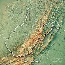 West Virginia Elevation Map West Virginia State Usa 3D Render Topographic Map Digital Art By Frank  Ramspott | Fine Art America