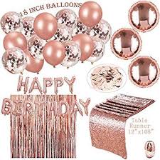 Amazon Com Rose Gold Party Decorations 24 Pack 16 R Gold Balloons 18 Inches A Table Runner Rose Gold Party Decor Gold Party Decorations Rose Gold Party
