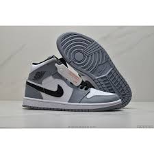 Nike air jordan 1 mid smoke grey. Nike Air Jordan 1 Mid Light Smoke Grey Aj1 Jordan Mid Class Classic Retro Culture Casual Sports Basketball Shoes Smoke Gray Zzd372 Eej Shopee Malaysia