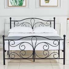 The dumee metal bed frame platform with vintage headboard and footboard has a painted powder finished construction. Dikapa Metal Bed Frame Platform With Vintage Decorative Headboard And Footboard Sturdy Metal Frame Premium Steel Slat Support Queen Walmart Com Walmart Com
