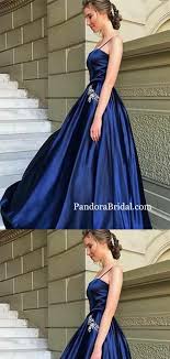 Elegant Royal Blue Spaghetti Straps Long A Line Satin Prom Dresses With Beaded Prom Dresses Pd0298 Satin Prom Dress Prom Dresses With Sleeves Prom Dresses