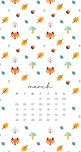 Fall Autumn March Phone Lockscreen Calendar Wallpaper Phone Wallpaper Wallpaper